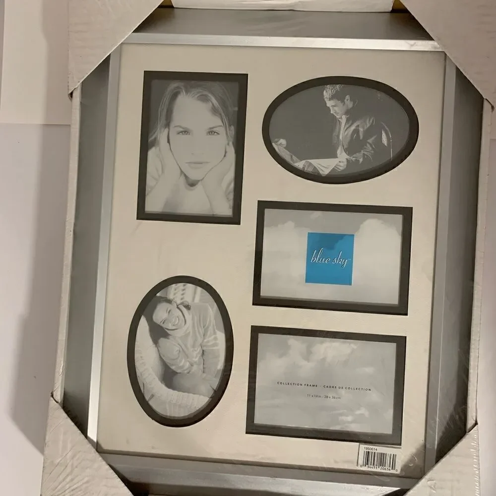Blue Sky Collection Silver Frame Matted Photo 5 Separate 3x5 Inch Photo Opening
